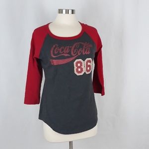 Coca Cola Gray Red Glittery Tee Shirt Junior XL